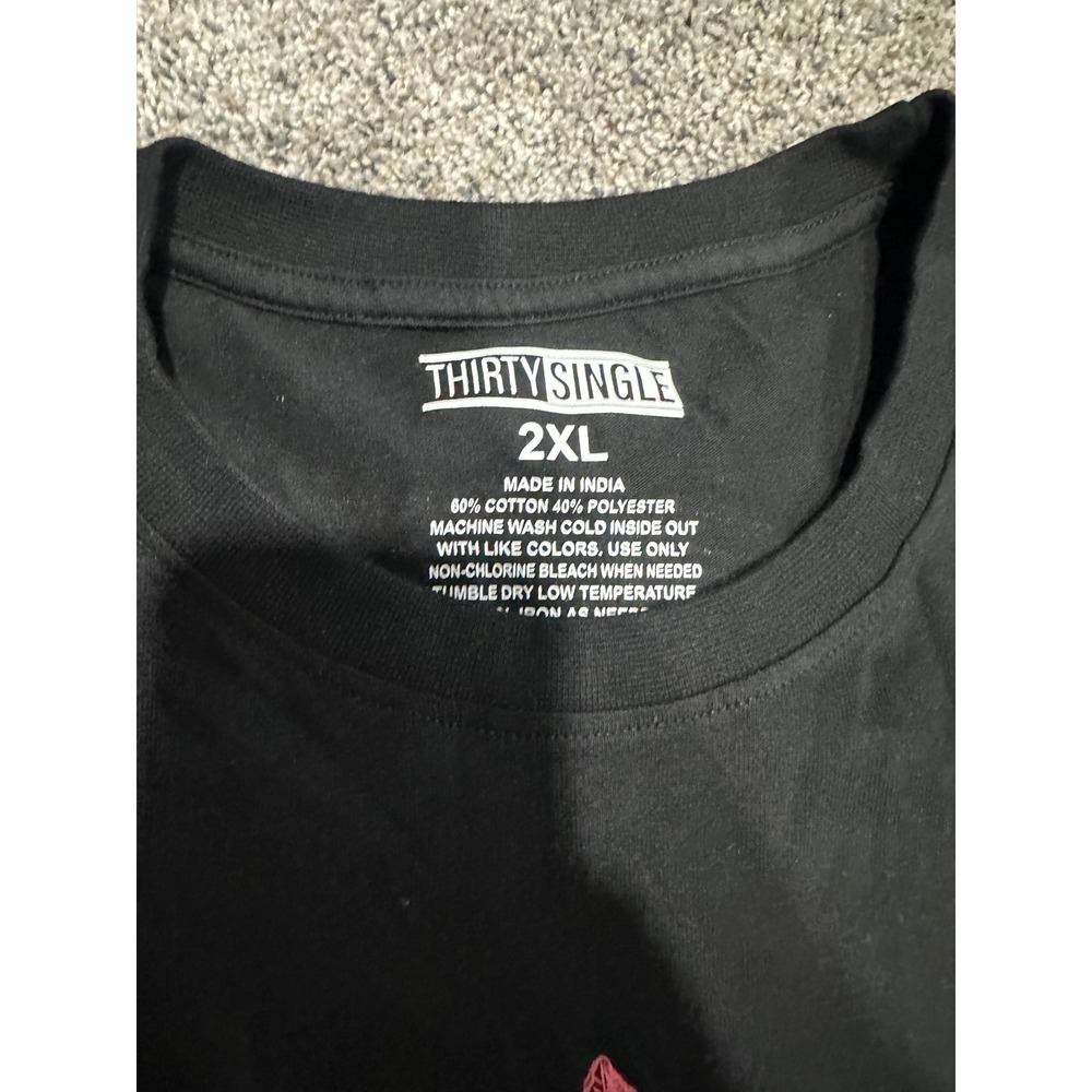 Thirty Single Mens Black Graphic T-Shirt Pink Cross Red Dragon Stained Glass 2XL - Picture 3 of 3